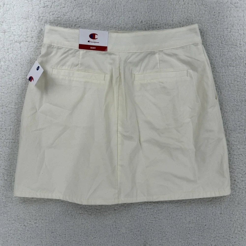 Champion Skirt Womens 8 Ivory Campus Twill Pockets‎ Lined Embroidered Logo NWT